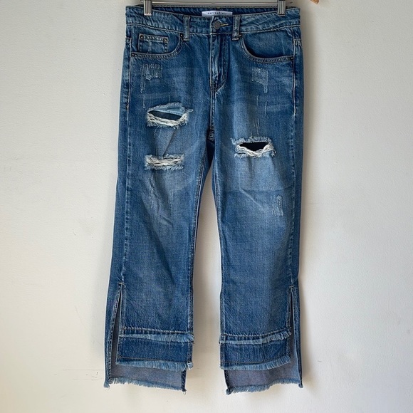 CURRENT AIR Los Angeles Distressed CroppedJeans w/Fringe Fray Details S - Picture 2 of 6